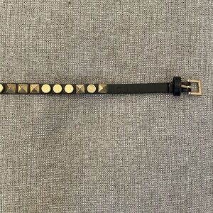 Thin Black Belt with Gold Stud Detail